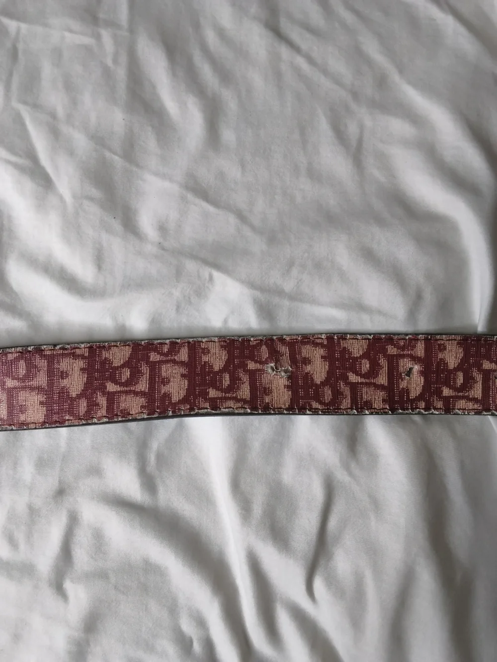 Dior Burgundy Canvas Belt with Gold Crystal DIOR Buckle